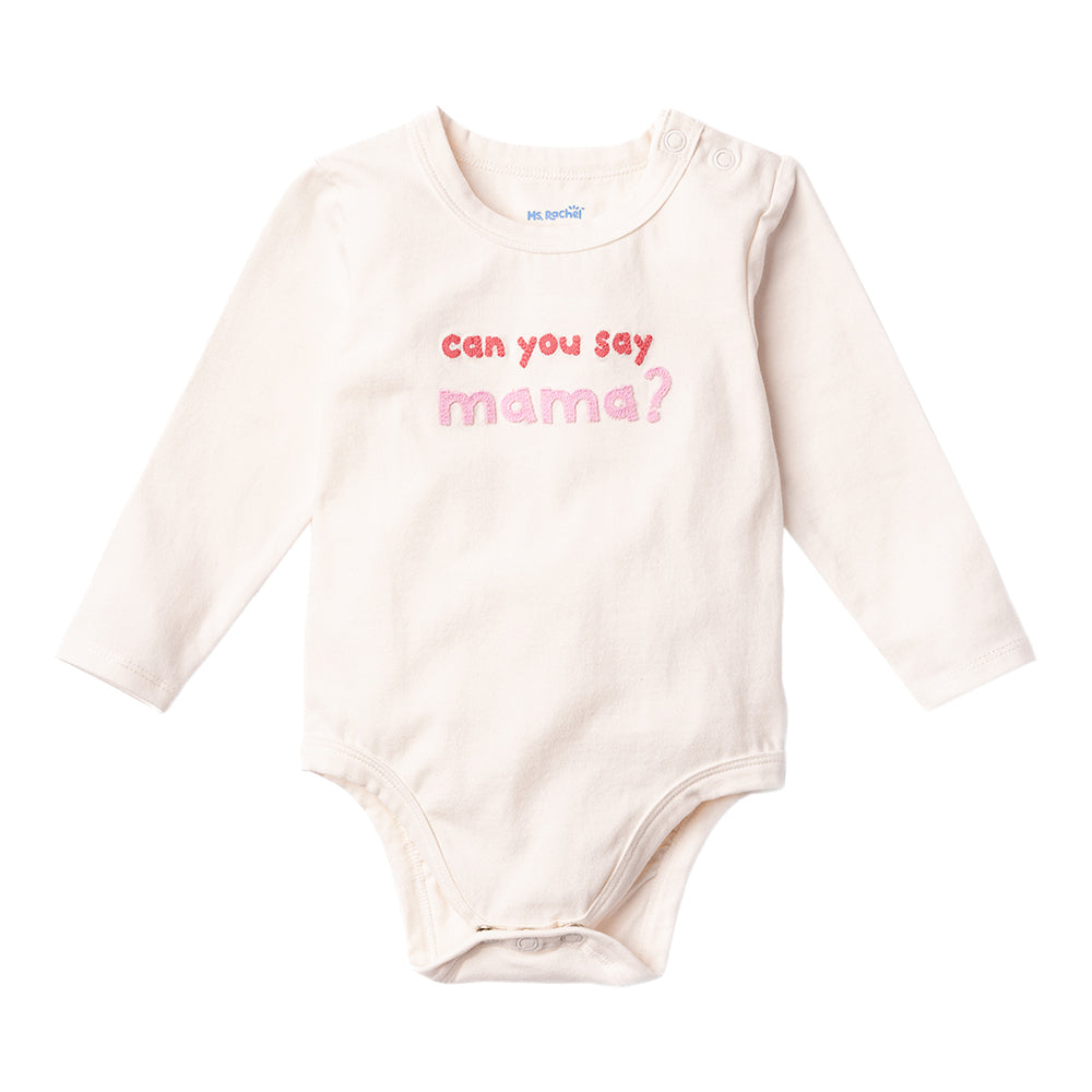 Ms.Rachel Long Sleeve Bodysuit - White/Blue / 6-9m