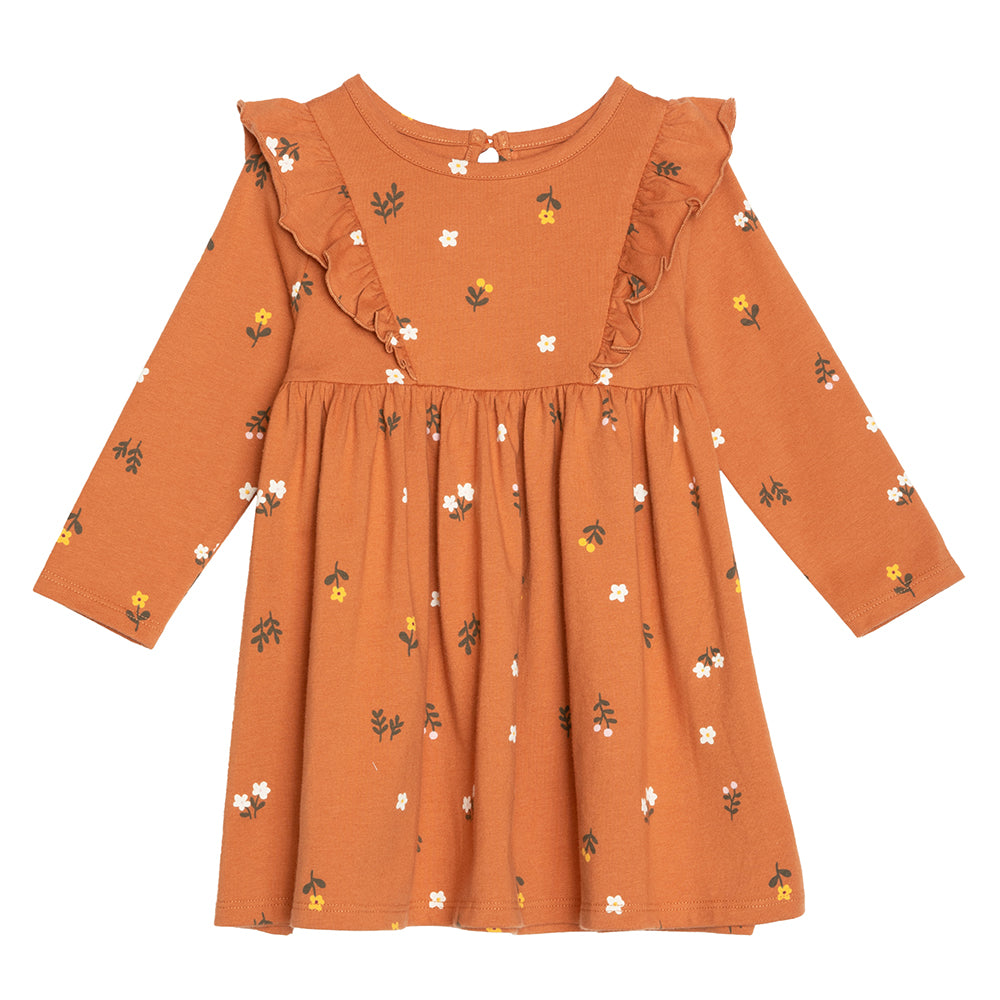 rise little earthling Ruffle Knit Dress BGFDR12 - Hazel Floral / 12-18m