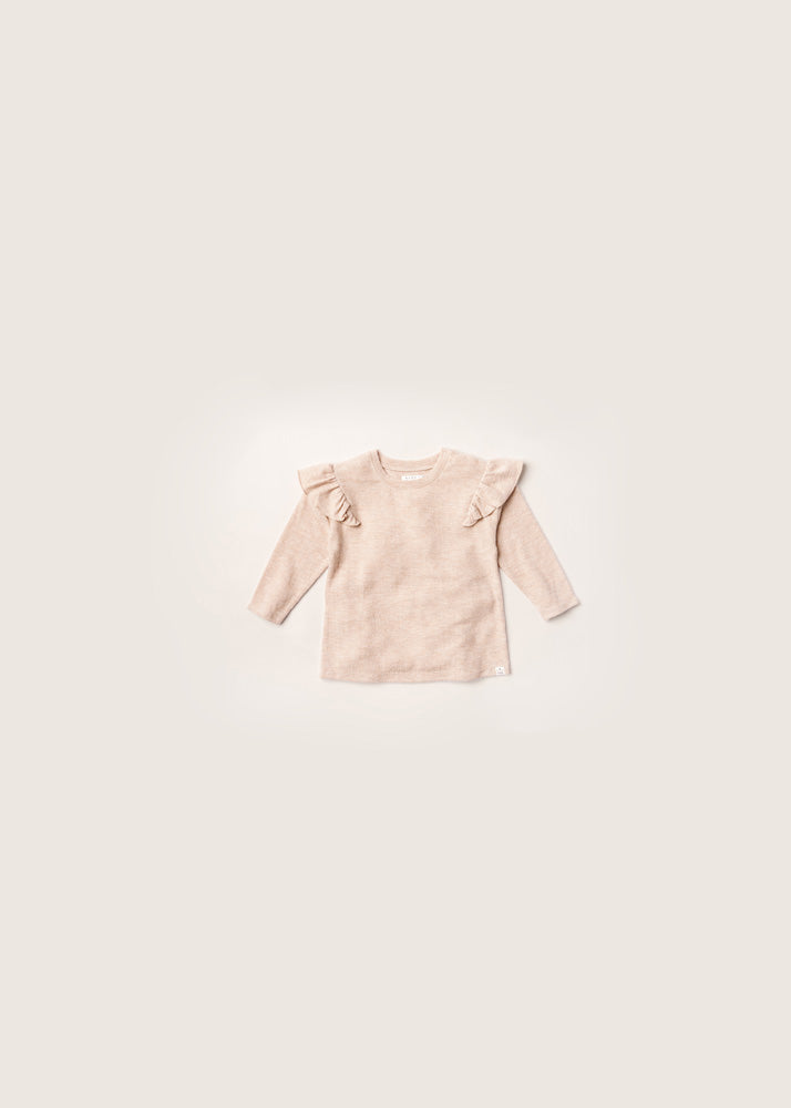 Rise Little Earthling Soft Ruffle Tee Oatmeal - Oatmeal / 5-6y