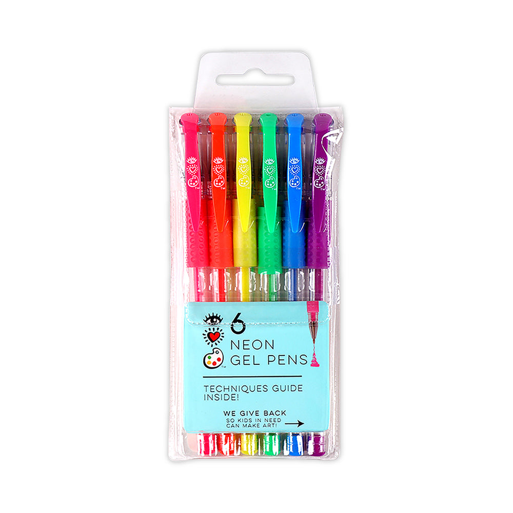 Bright Stripes iHeartArt 6 Neon Gel Pens - Image 5