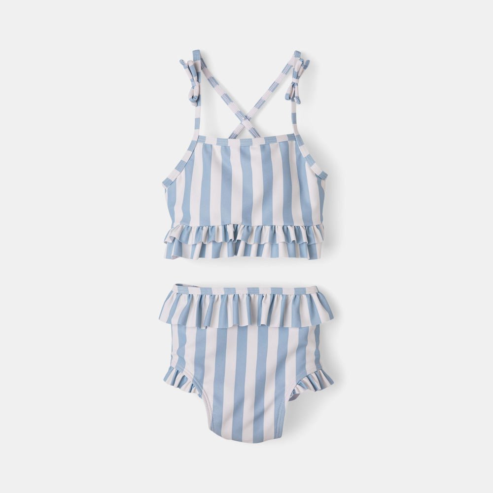 rise little earthling Ruffle Bow 2-pc Bathing Suit - Peach Gingham / 6-12m - Image 4