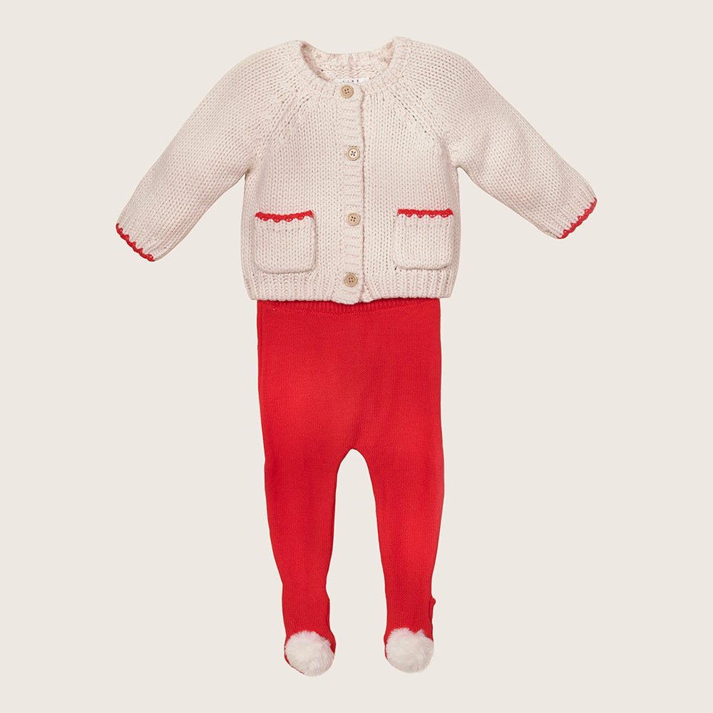rise little earthling 2PC Cardigan & Legging Set BUHST42 - Red / 3-6m