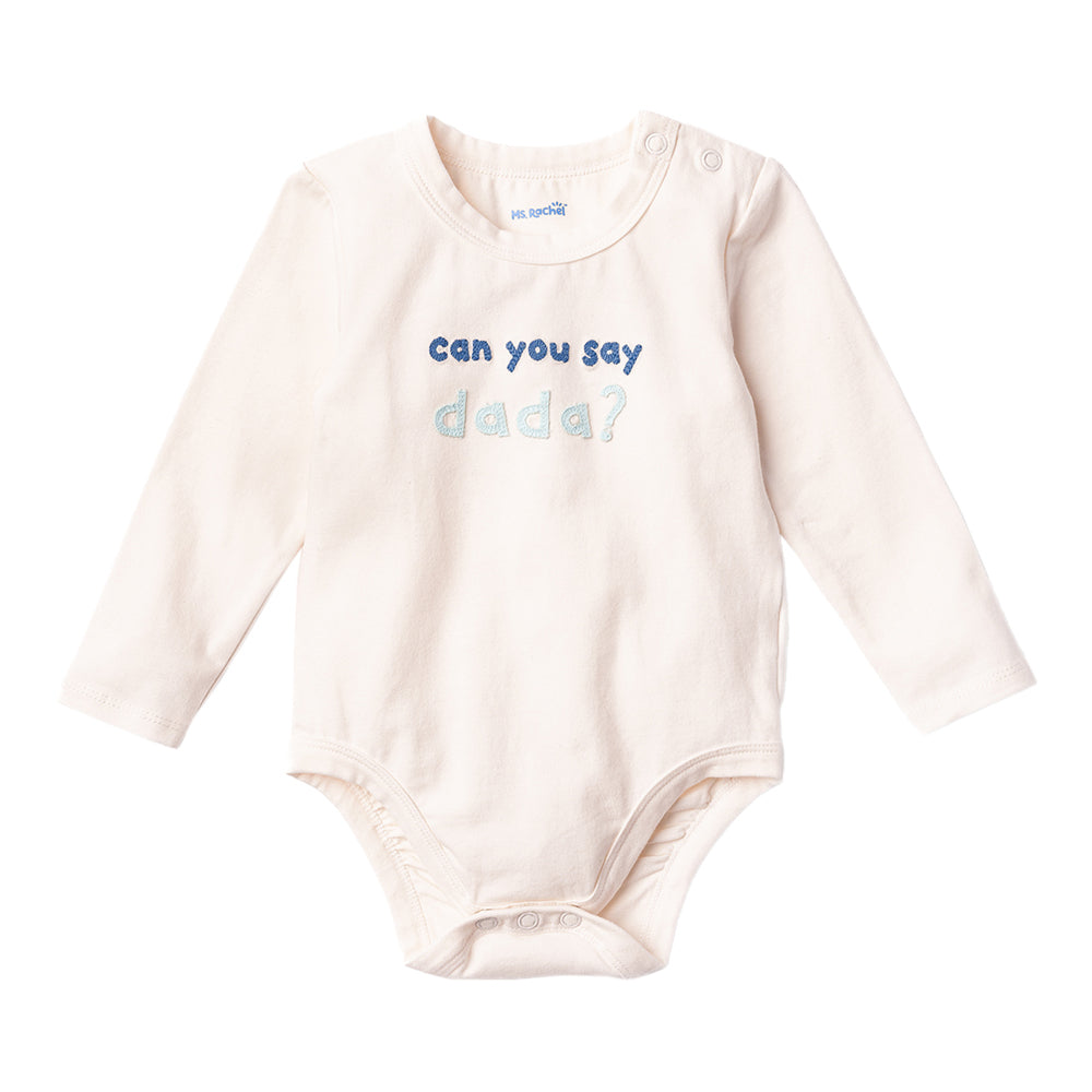Ms.Rachel Long Sleeve Bodysuit - White/Blue / 6-9m - Image 4