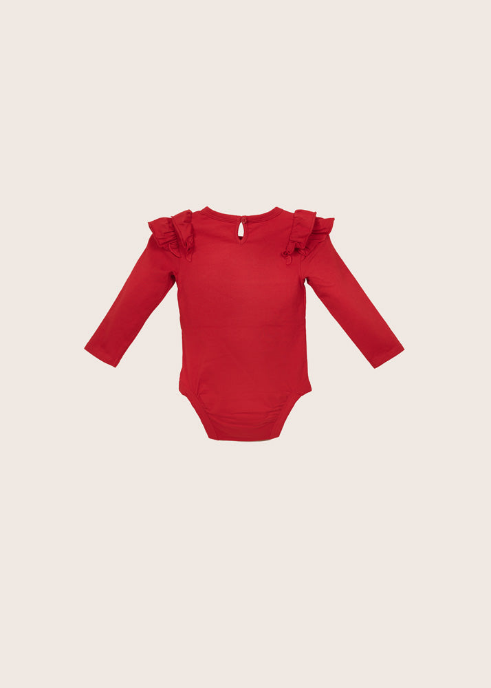 rise little earthling Ruffle Bodysuit - Red / 3-6m - Image 6