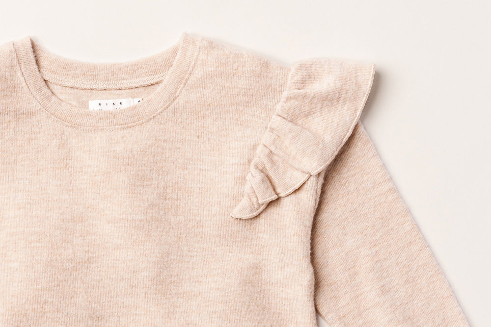 Rise Little Earthling Soft Ruffle Tee Oatmeal - Oatmeal / 5-6y - Image 2