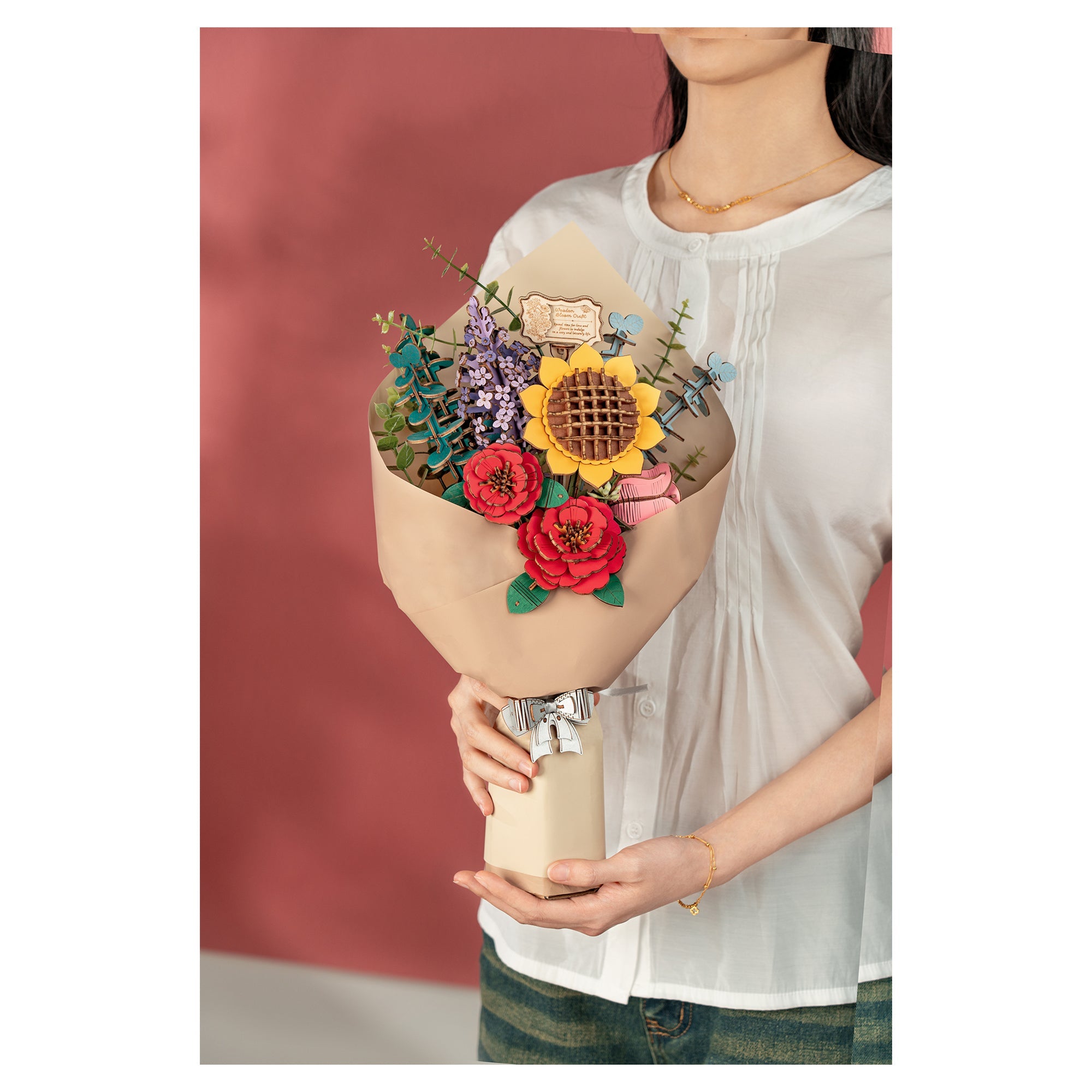 Rowood Wooden Flower Bouquet Model Kit - Image 5