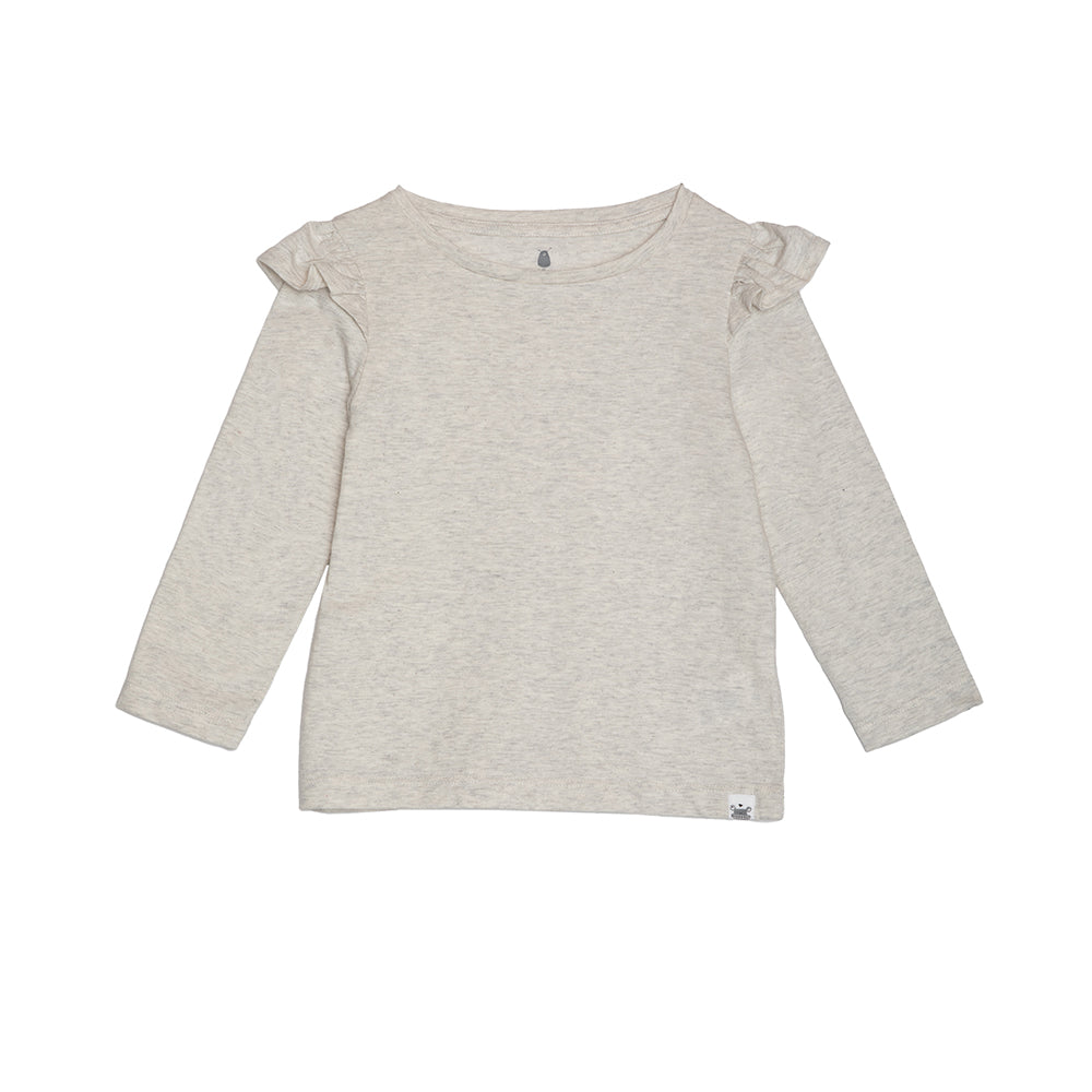 rise little earthling Long Sleeve Ruffle T-Shirt TGFKT20 - Grey / 2-3y - Image 3