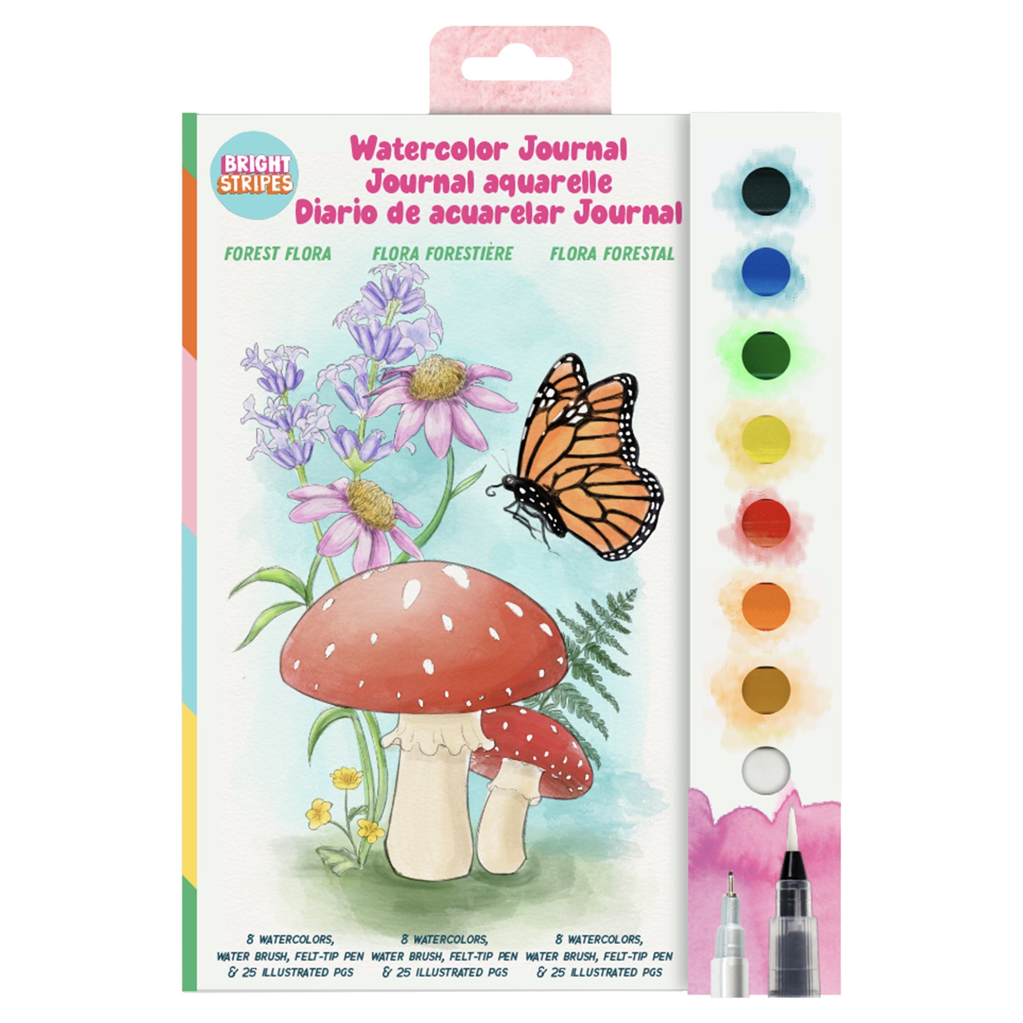 Bright Stripes Watercolor Field Journal Flora