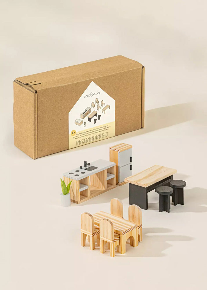 Coco Village Wooden Doll House Kitchen Furniture (12 pcs) - Image 22