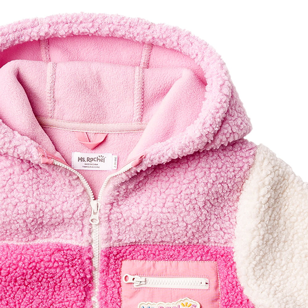 Ms. Rachel Fuzzy Colourblock Jacket - Pink Colourblock / 5-6y - Image 3