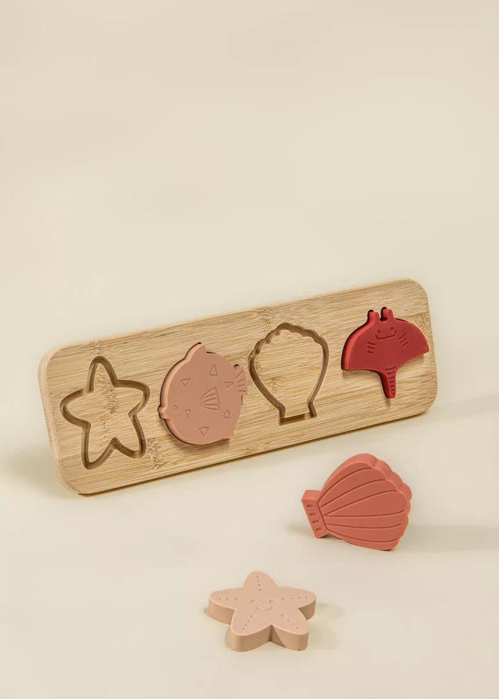 Coco Village Silicone Puzzle on Wooden Plate - Ocean - Image 2
