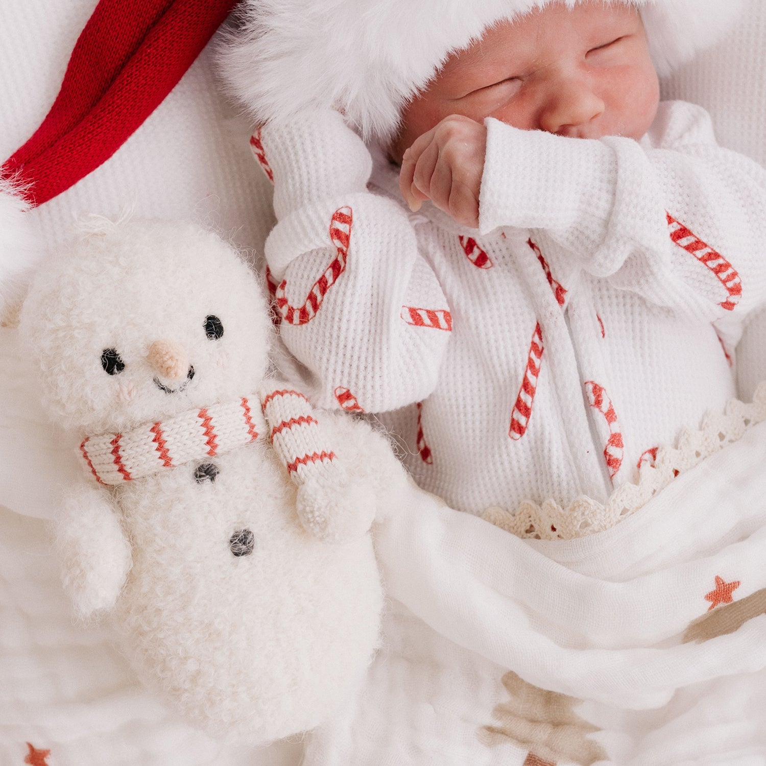 Cuddle + Kind Baby Snowman (Candy Stripe) Hand-Knit Doll - Image 6