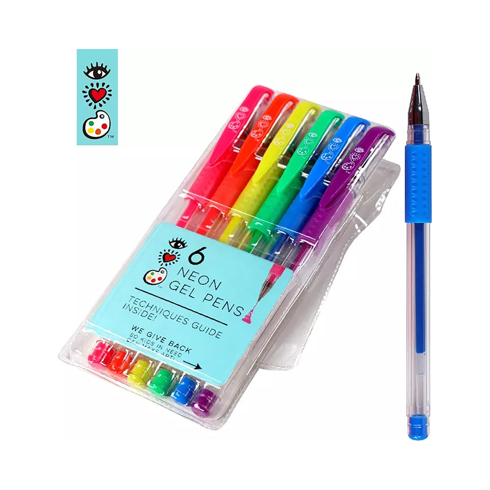 Bright Stripes iHeartArt 6 Neon Gel Pens - Image 6