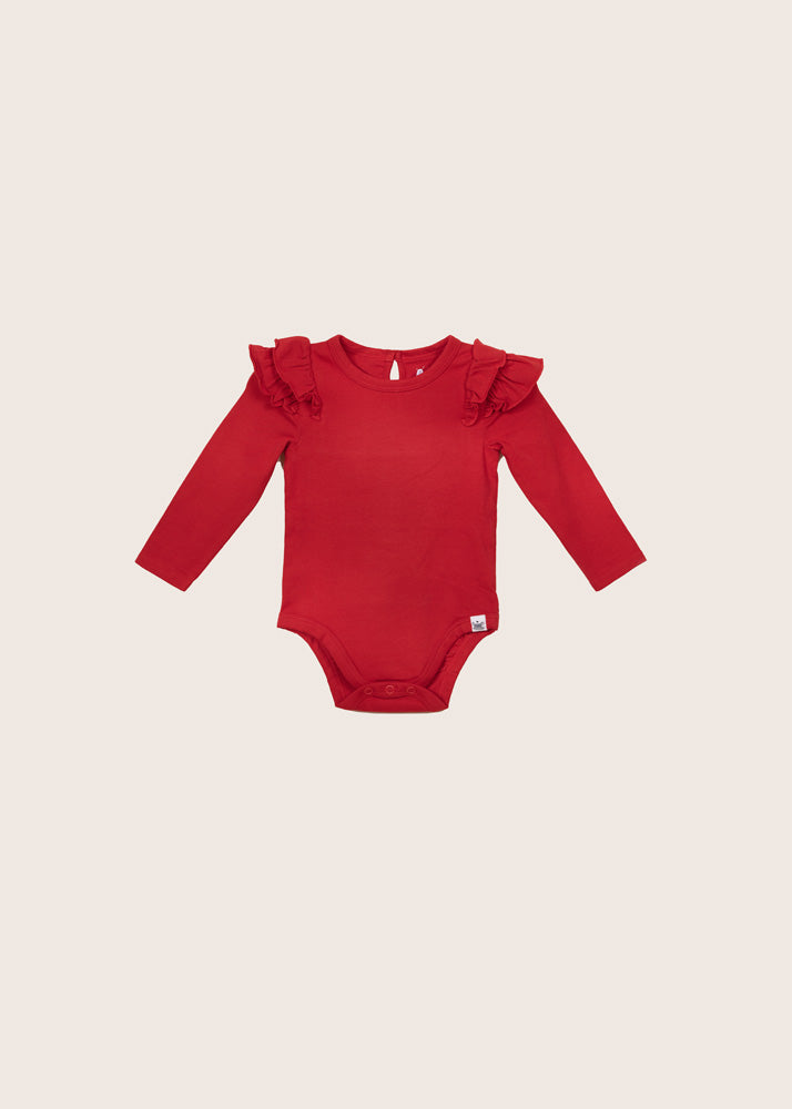 rise little earthling Ruffle Bodysuit - Red / 3-6m - Image 4