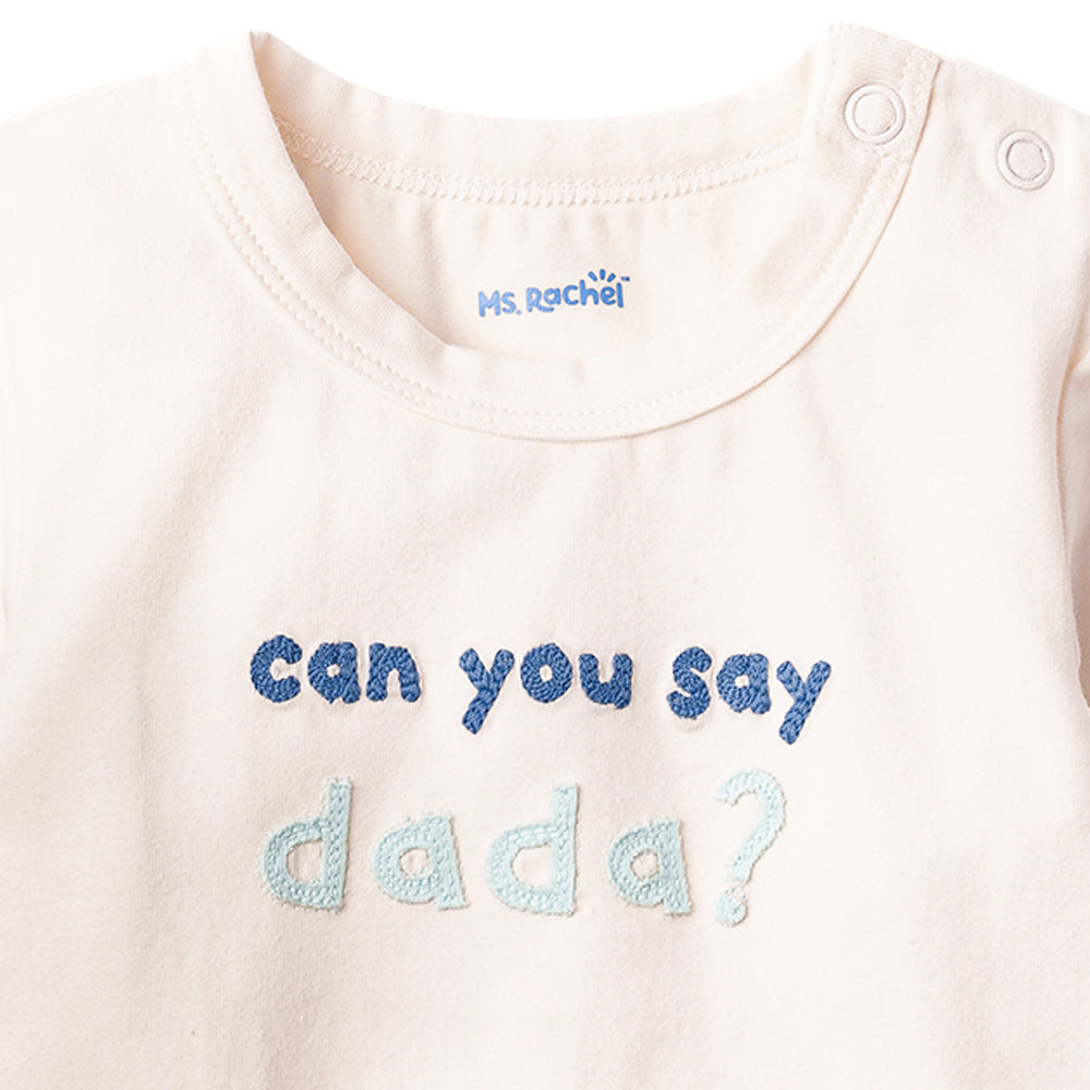 Ms.Rachel Long Sleeve Bodysuit - White/Blue / 6-9m - Image 6