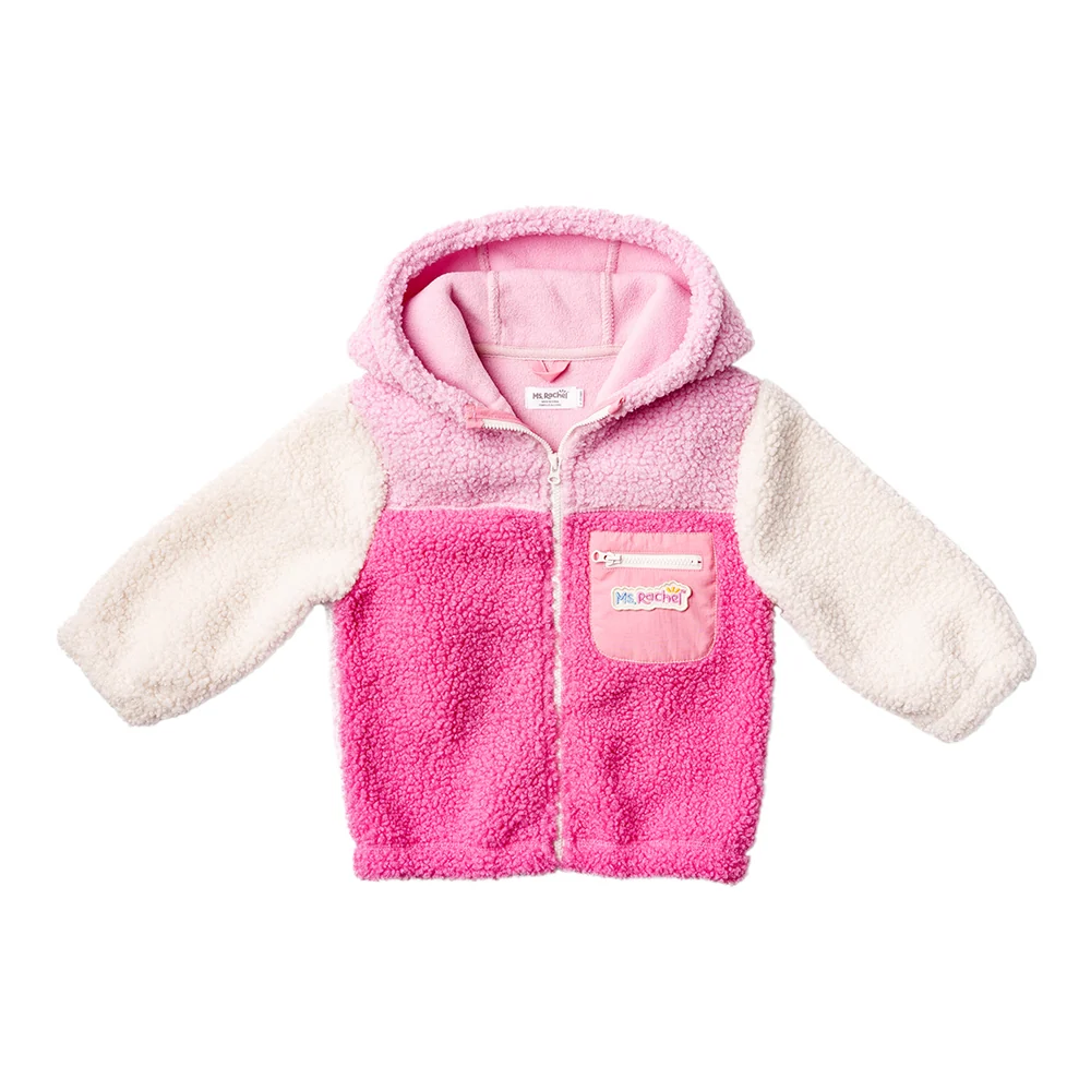 Ms. Rachel Fuzzy Colourblock Jacket - Pink Colourblock / 5-6y