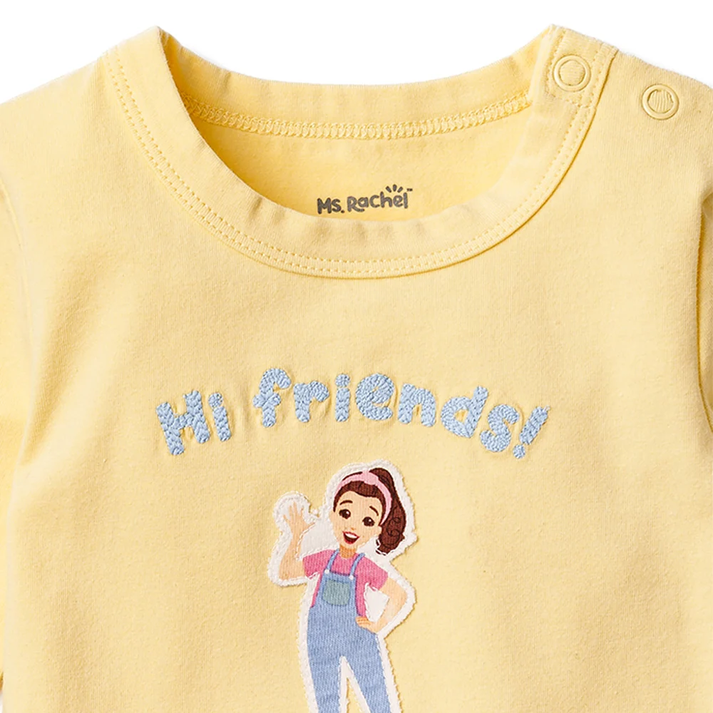 Ms.Rachel Long Sleeve Bodysuit - White/Blue / 6-9m - Image 9