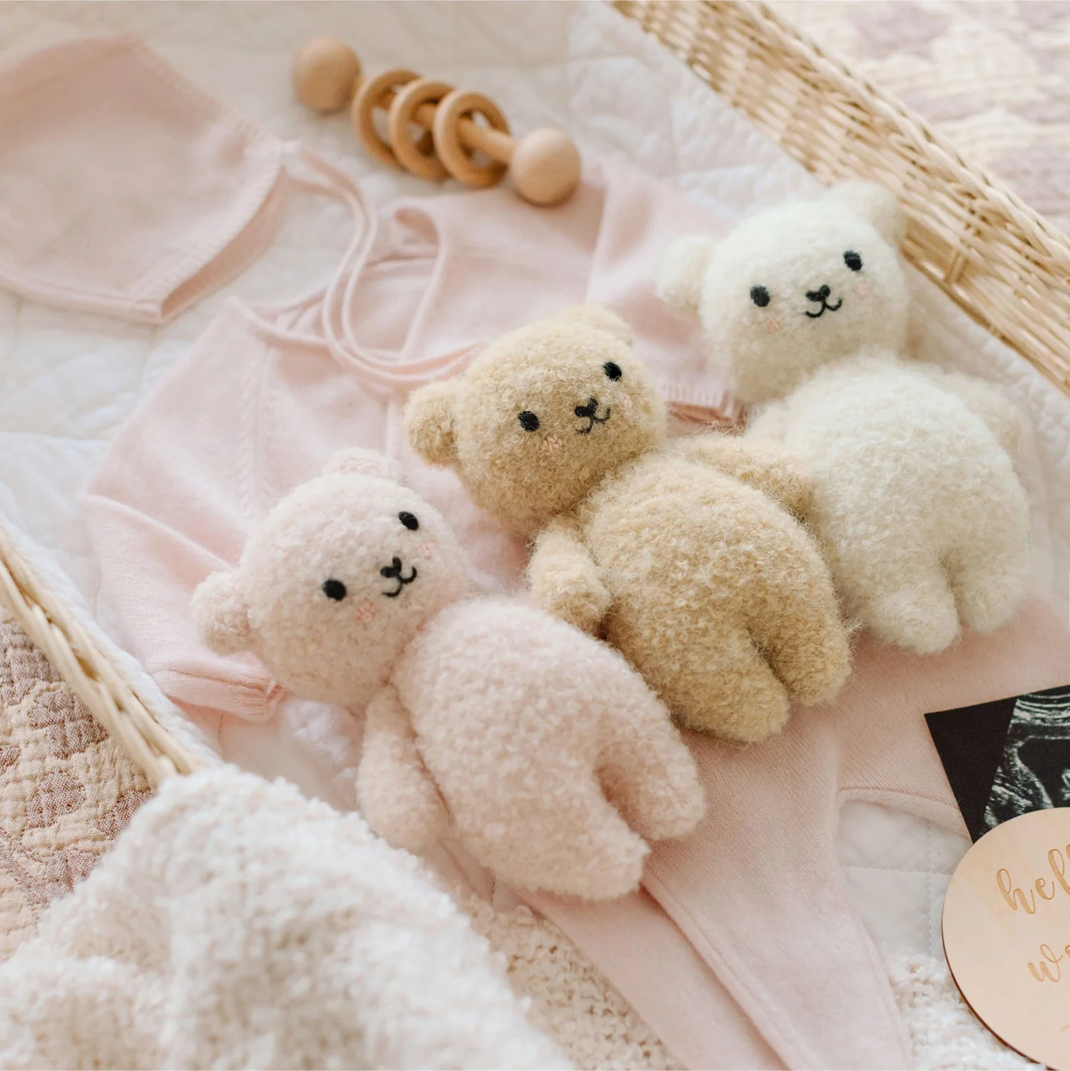Cuddle + Kind Baby Bouclé Bear (Ivory) Hand-Knit Doll - Image 5
