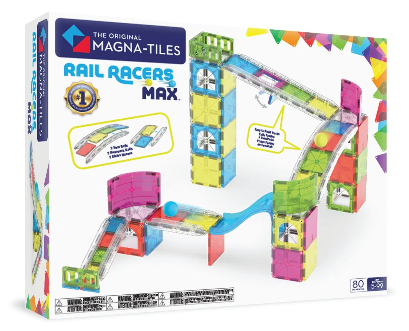 The Original MAGNA-TILES® Rail Racers Max 80-Piece