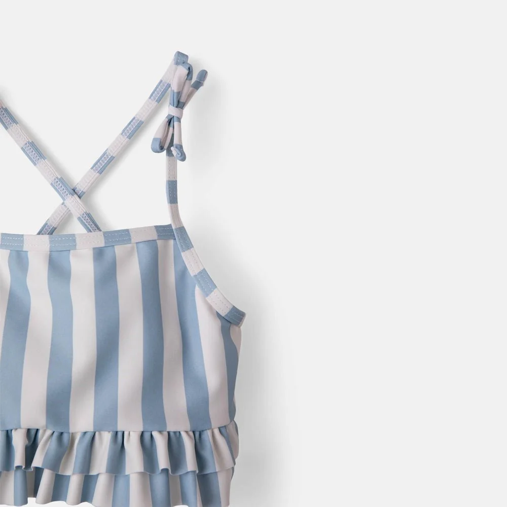 rise little earthling Ruffle Bow 2-pc Bathing Suit - Peach Gingham / 6-12m - Image 5